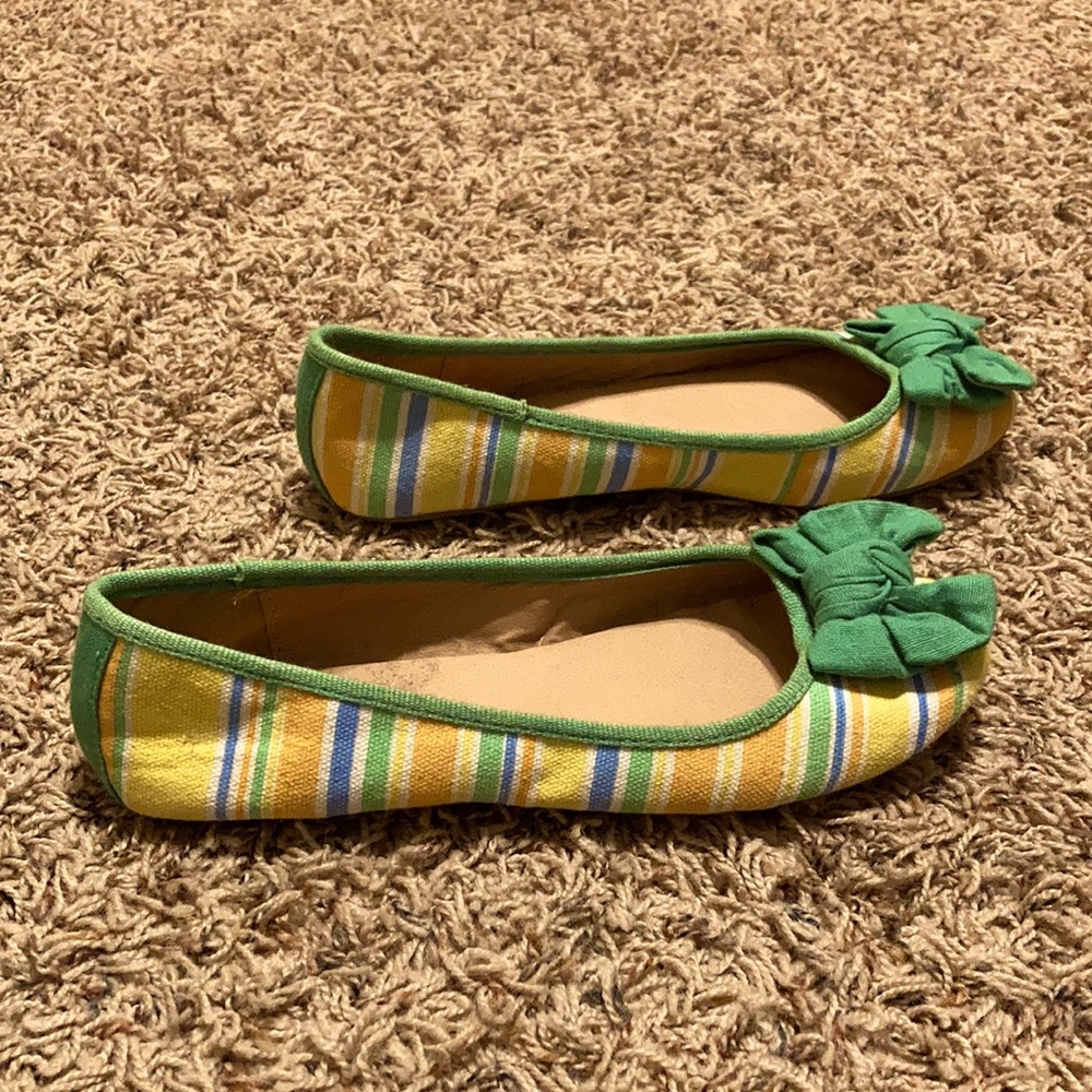 Green Striped Flats